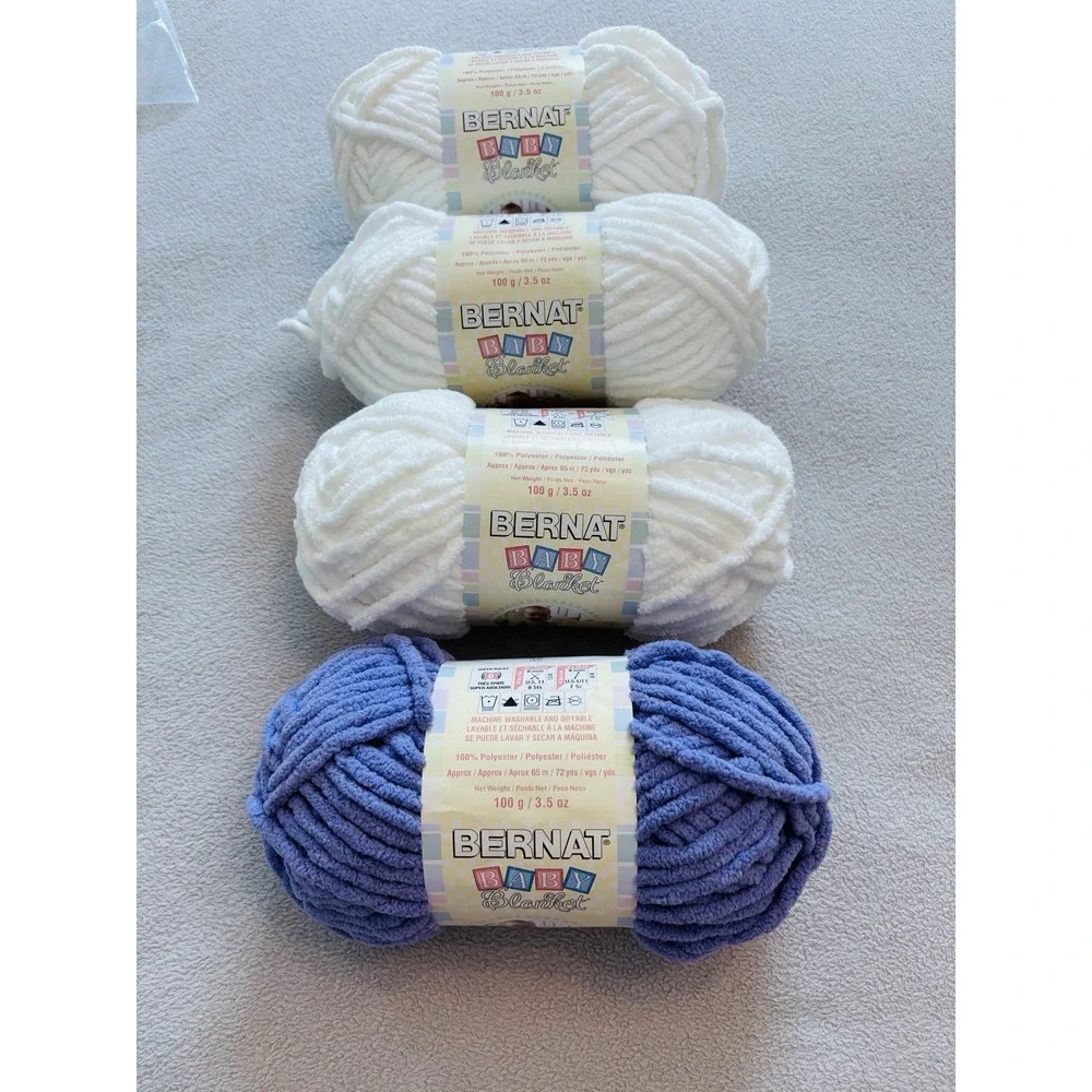 Bernat Baby Blanket Lot Of 4 New # 6 Bulky Wt Machine Wash Knit Crochet Crafts